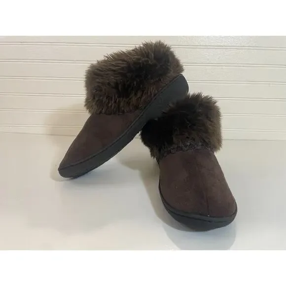 Isotoner Women's Recycled Brown Microsuede Mallory Boot Slippers Size 7.5-8 - Picture 4 of 12